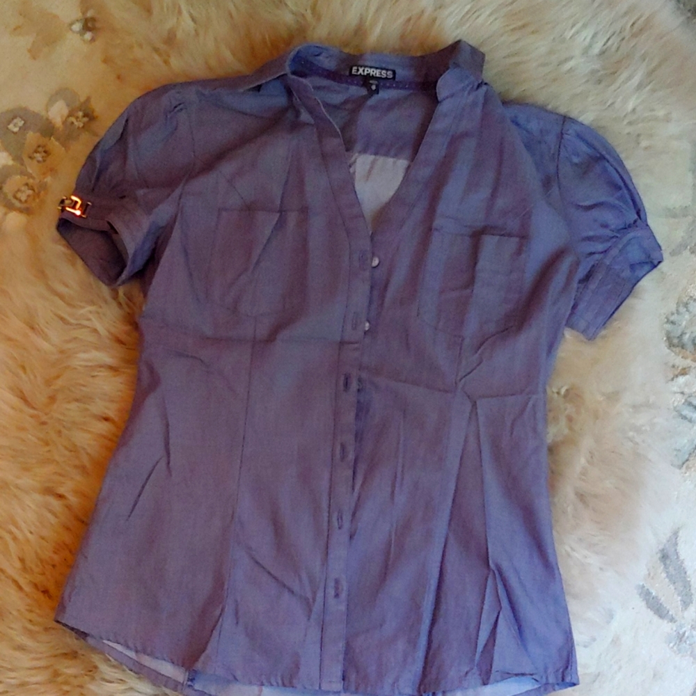 Blue size xs button up short sleeve shirt